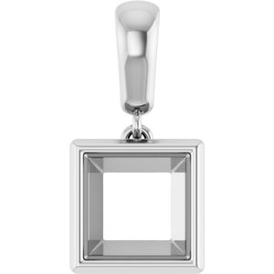 10K White Gold 7x7 mm Square Charm/Pendant Mounting – image 2