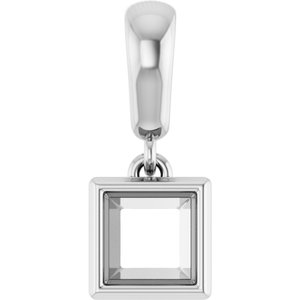 14K White Gold 4.5x4.5 mm Square Charm/Pendant Mounting – image 2