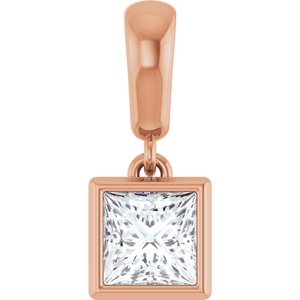 14K Rose Gold 4.5x4.5 mm Square Charm/Pendant Mounting