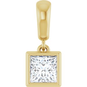 18K Yellow Gold 4.5x4.5 mm Square Charm/Pendant Mounting