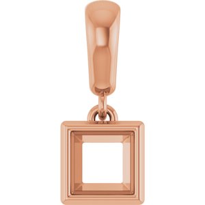 18K Rose Gold 4.5x4.5 mm Square Charm/Pendant Mounting – image 2