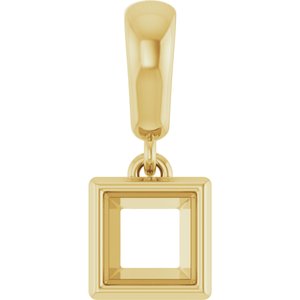 10K Yellow Gold 4.5x4.5 mm Square Charm/Pendant Mounting – image 2