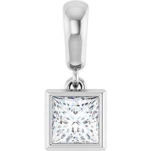 10K White Gold 4.5x4.5 mm Square Charm/Pendant Mounting