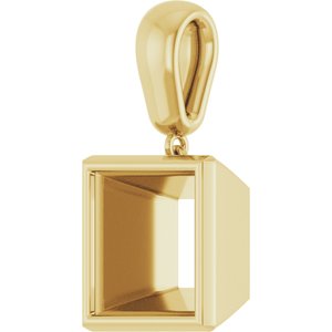 10K Yellow Gold 10x10 mm Square Charm/Pendant Mounting – image 4