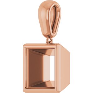 14K Rose Gold 10x10 mm Square Charm/Pendant Mounting – image 4