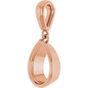18K Rose Gold 9x6 mm Pear Charm/Pendant Mounting – image 4