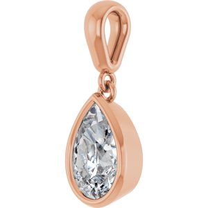 18K Rose Gold 9x6 mm Pear Charm/Pendant Mounting – image 3