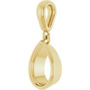 14K Yellow Gold 9x6 mm Pear Charm/Pendant Mounting – image 4