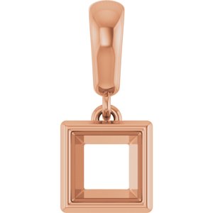 10K Rose Gold 5x5 mm Square Charm/Pendant Mounting – image 2