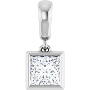14K X1 White Gold 5x5 mm Square Charm/Pendant Mounting