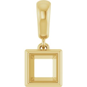 18K Yellow Gold 5x5 mm Square Charm/Pendant Mounting – image 2