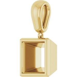 10K Yellow Gold 9x9 mm Square Charm/Pendant Mounting – image 4