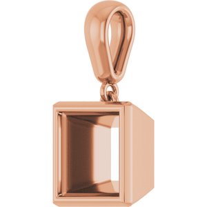 10K Rose Gold 7.5x7.5 mm Square Charm/Pendant Mounting – image 4
