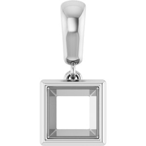 18K White Gold 6x6 mm Square Charm/Pendant Mounting – image 2