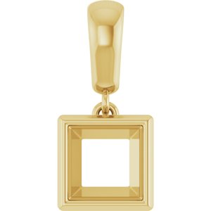 14K Yellow Gold 6x6 mm Square Charm/Pendant Mounting – image 2