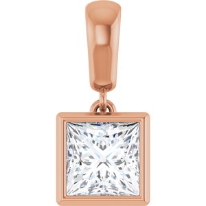 14K Rose Gold 6x6 mm Square Charm/Pendant Mounting