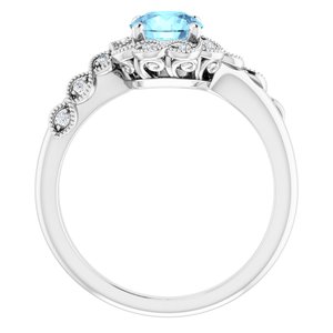 Platinum Natural Aquamarine & .07 CTW Natural Diamond Ring