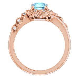 14K Rose Gold Natural Aquamarine & .07 CTW Natural Diamond Ring
