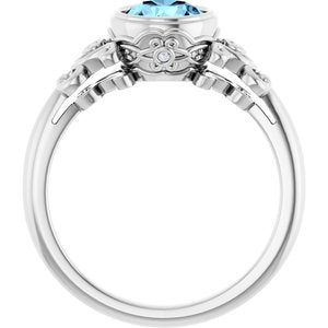 Platinum Natural Aquamarine & .025 CTW Natural Diamond Ring