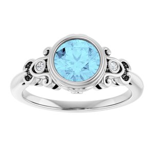 Platinum Natural Aquamarine & .025 CTW Natural Diamond Ring
