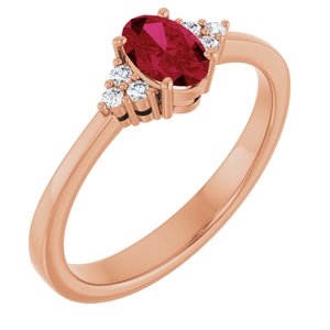 14K Rose Gold Lab-Grown Ruby  and .05 CTW Lab-Grown Diamond Ring