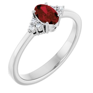 Platinum Natural Mozambique Garnet and .05 CTW Lab-Grown Diamond Ring