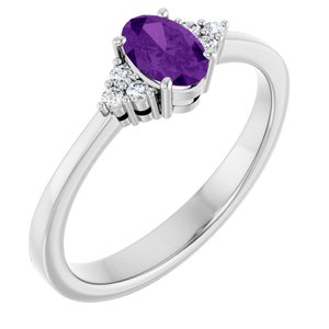 Platinum Natural Amethyst and .05 CTW Lab-Grown Diamond Ring