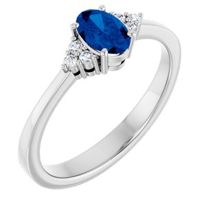 Platinum Lab-Grown Blue Sapphire and .05 CTW Lab-Grown Diamond Ring