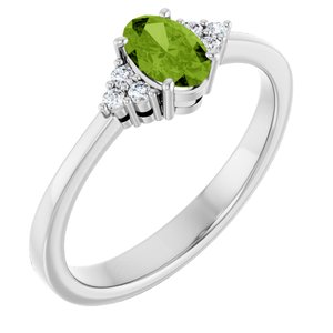 Platinum Natural Peridot  and .05 CTW Lab-Grown Diamond Ring