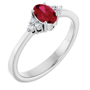 Platinum Lab-Grown Ruby  and .05 CTW Lab-Grown Diamond Ring