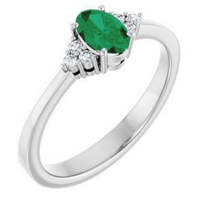 Platinum Lab-Grown Emerald and .05 CTW Lab-Grown Diamond Ring