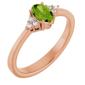 14K Rose Gold Natural Peridot  and .05 CTW Lab-Grown Diamond Ring