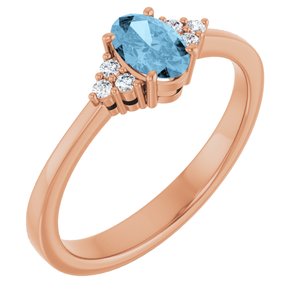 14K Rose Gold Natural Sky Blue Topaz  and .05 CTW Lab-Grown Diamond Ring