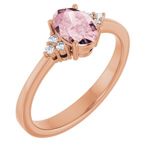 14K Rose Gold Natural Pink Morganite & .06 CTW Natural Diamond Ring