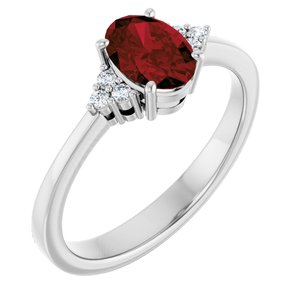 Sterling Silver Natural Mozambique Garnet and .05 CTW Lab-Grown Diamond Ring
