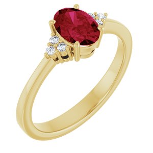 10K Yellow Gold Lab-Grown Ruby  and .05 CTW Lab-Grown Diamond Ring