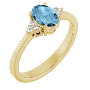 10K Yellow Gold Natural Sky Blue Topaz  and .05 CTW Lab-Grown Diamond Ring