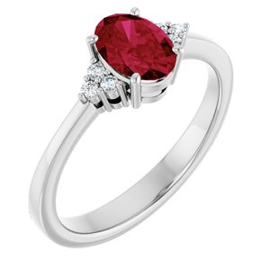 Sterling Silver Lab-Grown Ruby  and .05 CTW Lab-Grown Diamond Ring