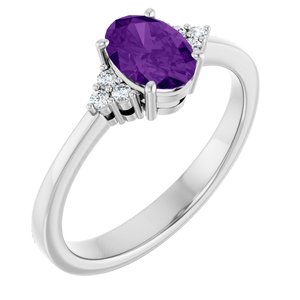 Sterling Silver Natural Amethyst and .05 CTW Lab-Grown Diamond Ring