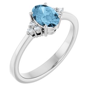 Sterling Silver Natural Sky Blue Topaz  and .05 CTW Lab-Grown Diamond Ring