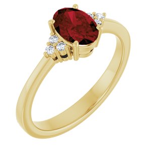 10K Yellow Gold Natural Mozambique Garnet and .05 CTW Lab-Grown Diamond Ring