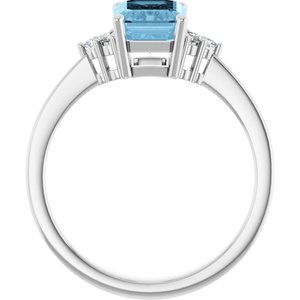 Platinum Natural Sky Blue Topaz  and 1/10 CTW Lab-Grown Diamond Ring