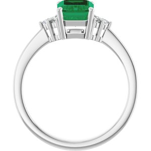 Platinum Lab-Grown Emerald and 1/10 CTW Lab-Grown Diamond Ring