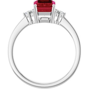 14K White Gold Lab-Grown Ruby  and 1/10 CTW Lab-Grown Diamond Ring