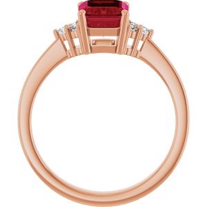 14K Rose Gold Lab-Grown Ruby  and 1/10 CTW Lab-Grown Diamond Ring