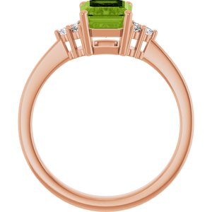 14K Rose Gold Natural Peridot  and 1/10 CTW Lab-Grown Diamond Ring