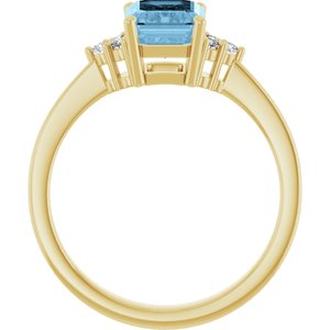 10K Yellow Gold Natural Sky Blue Topaz  and 1/10 CTW Lab-Grown Diamond Ring