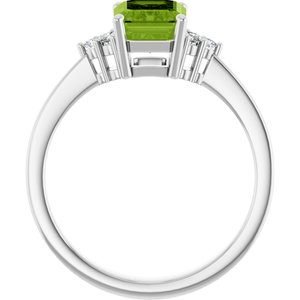 Platinum Natural Peridot  and 1/10 CTW Lab-Grown Diamond Ring
