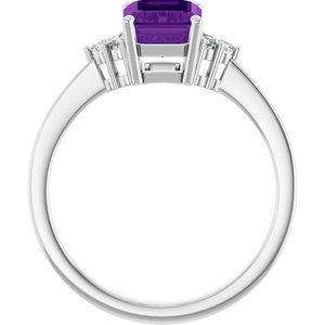 Platinum Natural Amethyst and 1/10 CTW Lab-Grown Diamond Ring