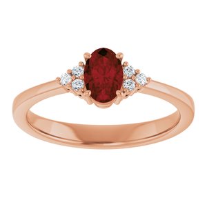 14K Rose Gold Natural Mozambique Garnet and .05 CTW Lab-Grown Diamond Ring